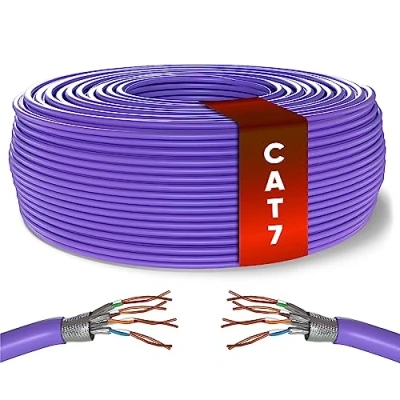 Image of Mr. Tronic Cat 7 Ethernet Cable 50m, 100% Copper High Speed Indoor Round Bulk LAN Network Without Rj45 Connectors 28AWG, SFTP Shielded Internet (50 Meter, Purple)