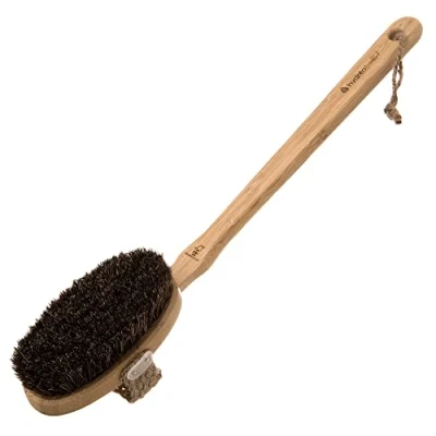 Image of Hydrea London Bamboo Mane &amp; Cactus Bristle Bath Brush With Long Detachable Handle WBB13H HD