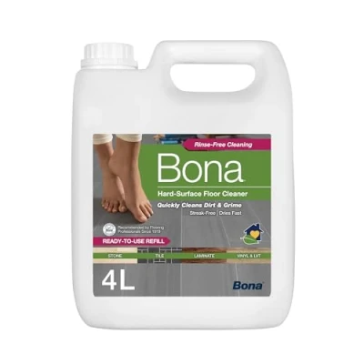 Image of Bona Hard Surface Floor Cleaner Liquid, Robot for Stone, Tile, Laminate, LVT Floors, 4 Litre Refill, White