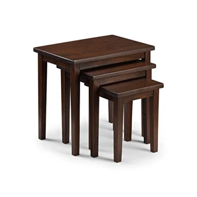 Image of Julian Bowen Nest of Tables, Solid Rubberwood, Mahogany, Height: 46, Width: 48, Depth: 33cm
