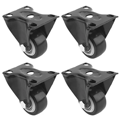 Image of MroMax 4Pcs Casters Wheels 40mm Wheel Dia Top Flat Plate Fixed Direction Swivel for Small Machinery Trolleys Furniture and Rack Black