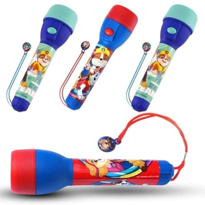 Image of SRV Hub 4Pcs PAW Patrol LED Big Torch, Kids Night Light Torches Super Bright for Xmas, Birthday and Thanksgiving Gifts Plastic Flashlight Toy Gift 3+ Years Size 16cm