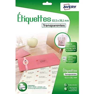 Image of Avery 126 Transparent Adhesive Labels Inkjet 3.5 x 38.1 mm
