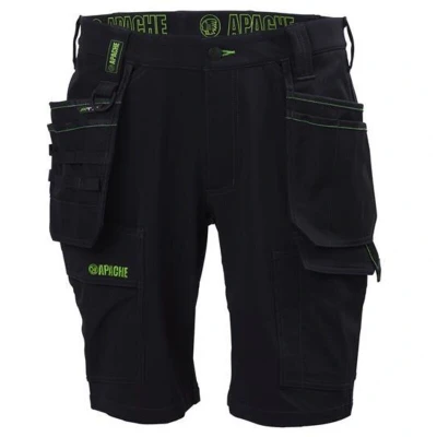 Image of Apache Workwear Men's Site Shorts Whistler 4 Way Stretch Cargo Short Black 30 Waist Lightweight and Elasticated Materials Comfortable Slim Fit Multi Pocket Features