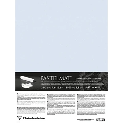 Image of Clairefontaine 796013C Laminated Pastelmat Paper 5 Sheets Special Card for Dry Pastels 24x32 cm 360g 1.8 mm Light Blue