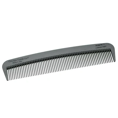 Image of Chicago Comb Model 3 Carbon Fiber, Made in USA, Anti static, 5.5 inches (14 cm) long, Fine tooth, Pocket, Travel, EDC comb, Finer Hair and Beards