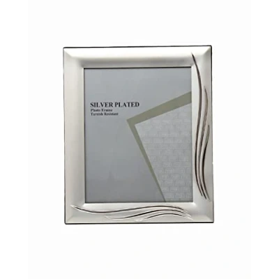 Image of 6x8 inch Satin Silver Plated Photo Frame Grass Blade Design Stands/Hangs both ways (Landscape or Portrait) Two Tone 328ASS30 (6x8 inch)