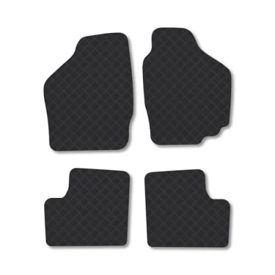 Image of Rubber Car Mats Compatible with SuzUKi Ignis (2000 2008) Tailored Fit Floor Set Accessory Black Custom 4 Pieces Clips Anti Slip Backing, Heavy Duty &amp; Waterproof
