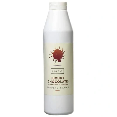 Image of Simply Luxury Chocolate with Hazelnut Flavouring Topping Sauce, Ready to Use Dessert Sauce for Ice Cream, Waffles, Pancakes, Coffee &amp; Milkshakes (1 kg)
