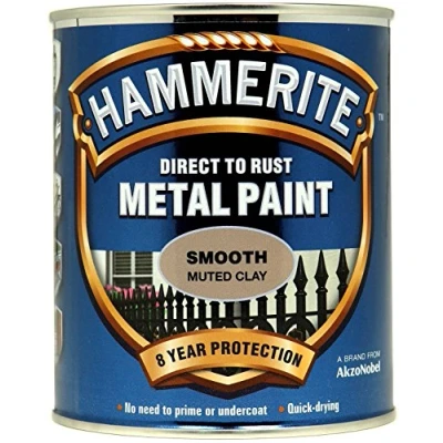 Image of Hammerite 5158232 Direct to Rust Metal Paint Smooth Muted Clay Finish 750ML