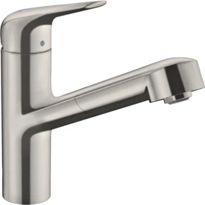 Image of hansgrohe 71814800 M427 H150 Kitchen Tap, 120 Swivel Range, Pull Out Spray, Stainless Steel, Spout height 15 cm