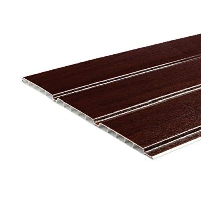 Image of uPVC Hollow Soffit Cladding Panels Rosewood Plastic Board 5 Metre Length x 300mm Wide 3 Pack