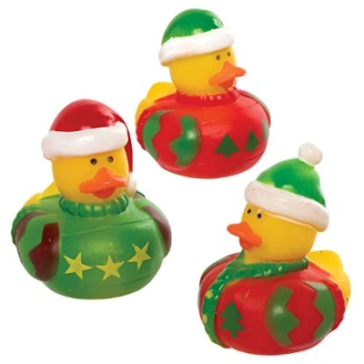 Image of Baker Ross AX372 Christmas Rubber Ducks Pack of 6, Novelty Toy for Children, Ideal Stocking or Party Bag Filler Kids