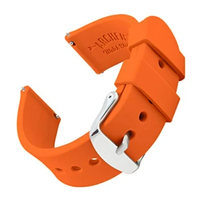 Image of Archer Watch Straps Silicone Quick Release Soft Rubber Replacement Bands (Portland Orange, 18mm)