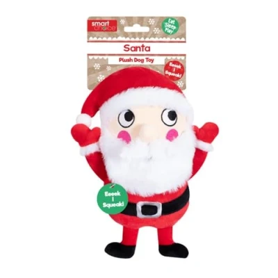 Image of YöL Plush Santa Festive Christmas Soft Cuddly Pet Toy Dog Puppy Play Squeaker Interactive Stimulating
