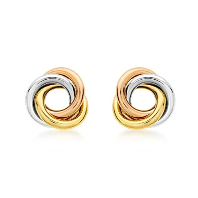 Image of Carissima Gold Women&#039;s 9 ct Tri Colour 11 mm Knot Stud Earrings