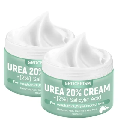 Image of 2 Packs Urea Cream 20% Plus 2% Salicylic Acid 150g Foot Maximum Strength with Hyaluronic Acid, Tea Tree and Aloe Vera for Deep Moisturizes, Callus Remover Soften