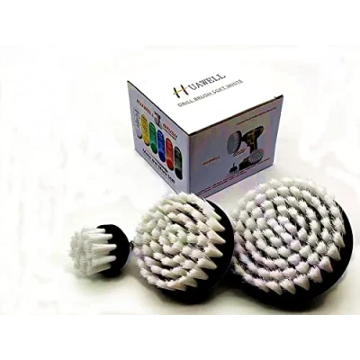 Image of New Quick Change Shaft 3 Pack Soft White Drill Brush Carpet, Upholstery, and Leather Scrub Brushes