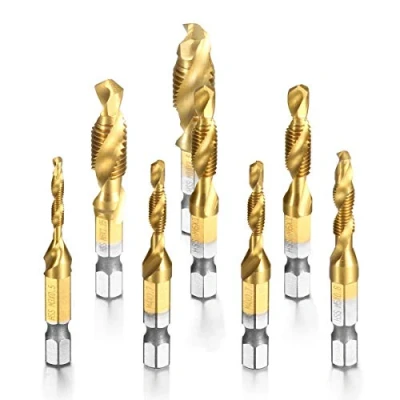 Image of Camtek 8pcs HSS Countersink Tap Drill Bit Set, Combination Hex Shank Titanium Screw Thread Metric for Wood Plastic Aluminum Copper, NOT Hard Metal/Iron Casting （M3 M10）