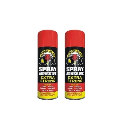 Image of PNJB Adhesive Spray, 500ml Glue Spray For Carpet Foam Fabric Craft Multi Purpose, Carpet, Super Glue, Tile Adhesive, (2 X Cans)