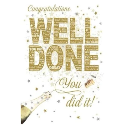 Image of Nigel Quiney Male/Female General Congratulations Card from Well Done, Champagne Gold Foil Finish for Him/for Her