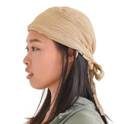 Image of CHARM Pirate Hat Head Scarf Turban Bandana Cap Boho Chic Womens Mens Adult Costume Casualbox Beige