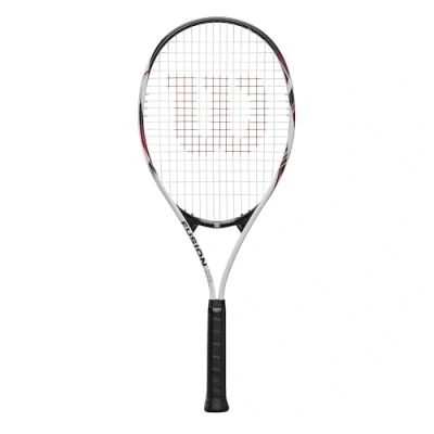 Image of Wilson Fusion XL Tennis Racket, Aluminium, Head Light (grip heavy) balance, 291 g, 69.9 cm length, Red
