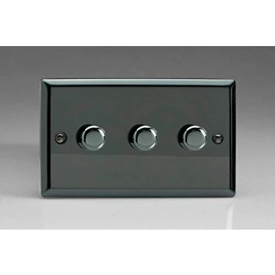 Image of Varilight Classic V Pro Iridium Black 3 Gang LED Trailing Edge Dimmer Switch 1 or 2 Way