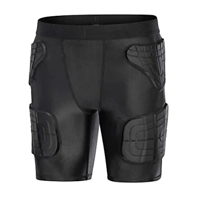 Image of Youth Boys Padded Compression Short Girdle Hip and Thigh Protector Underware for Rugby Football Paintball Baseball Soccer Basketball