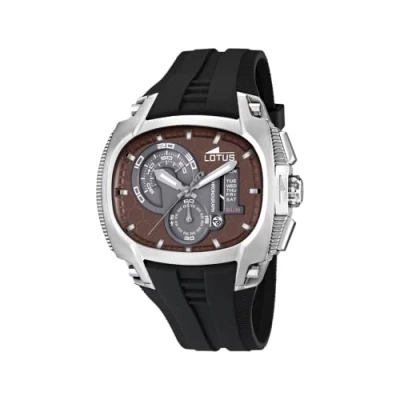 Image of LOTUS 15754 3 Tornado Men&#039;s Watch Analogue Quartz Brown Dial Black Rubber Strap, Brown/Black, Minimalist
