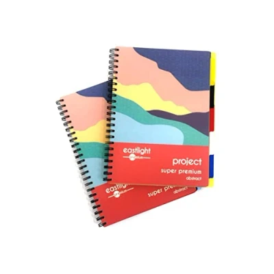 Image of Eastlight A4 Project Pad 8mm Ruled and Perforated, 200 Pages 80gsm Wirebound Pack of 2