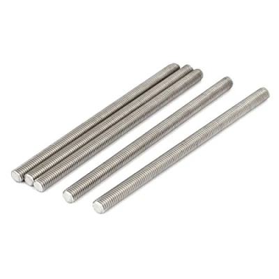 Image of Sourcingmap M8 x 140mm 304 Stainless Steel Fully Threaded Rods Fasteners Silver Tone 5 Pcs