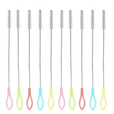Image of Straw Brushes, 10Pieces Cleaning Brush, Stainless Steel Nylon Test Tube Cleaner, for Straw, Tubes, Etc