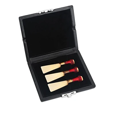 Image of Bassoon Reeds Case, PU Leather Cover Black Reed Container Box Case with Slots replacement for 3pcs