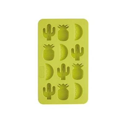 Image of BarCraft Tropical Chic Novelty Silicone Ice Cube Tray, 22 x 13 cm (8.5&quot; 5&quot;) Green