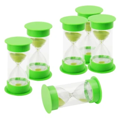 Image of KEILEOHO 6 PCS 3 Minutes Sand Timer, Green Hourglass Clock, Sandglass Timer for Home Office Kitchen Classroom