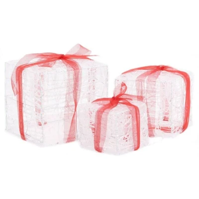 Image of vidaXL Decorative Acrylic Christmas Gift Boxes 3 pcs Colourful