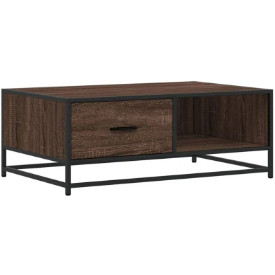 Image of vidaXL Coffee Table Brown Oak 90x57x35 cm Engineered Wood and Metal
