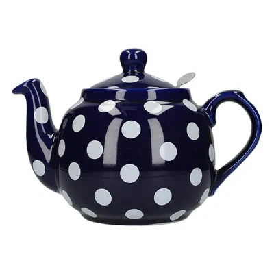 Image of London Pottery Farmhouse Filter 4 Cup Teapot Blue With White Spots