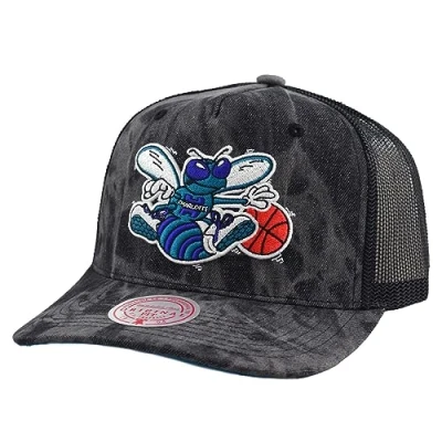 Image of Mitchell &amp; Ness NBA Burnt Ends Trucker Cap HWC Charlotte Hornets Dark Charcoal, gray, One Size