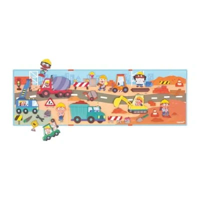 Image of Janod Magnéti&#039;Stories The Building Site 30 Magnet Educational Game Children’s FSC Cardboard Toy Develops Imagination &amp; Fine Motor Skills 3 Years +, J05454
