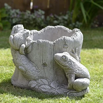 Image of ONEFOLD FROG PLANTER FLOWER POT HAND CAST STONE GARDEN ORNAMENT OUTDOOR SCULPTURE GREAT DETAILS LARGE 16 KG