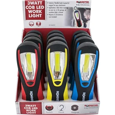 Image of 3W COB Mini Work Light CHIP ON Board Bright LED Hand Torch Magnetic Back &amp; Hook