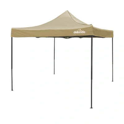 Image of Dellonda Premium 3 x 3m Pop Up Gazebo, PVC Coated, Water Resistant Fabric, Supplied with Carry Bag, Rope, Stakes &amp; Weight Bags Beige Canopy