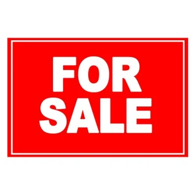 Image of 2 x FOR SALE Red Info Sign Label Removable Self Adhesive Waterproof Durable Vinyl Stickers 225mm 160mm