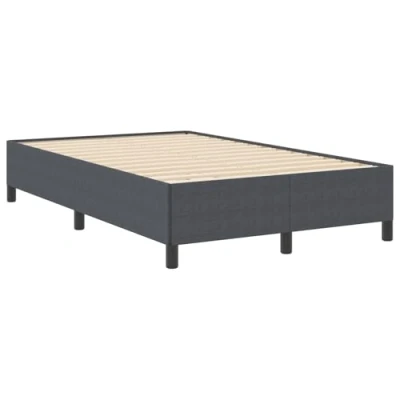 Image of vidaXL platform bed frame dark grey polyester fabric, 120 x 190 cm, space saving, easy assembly, modern bedroom mattress support