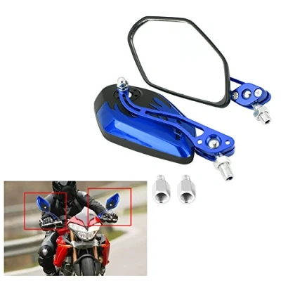 Image of 1 Pair 8mm 10mm Motorcycle mirrors Universal Wing Scooter Rear View Side Aluminum Flame Pattern(Bule)scooter