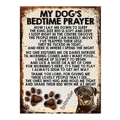 Image of MY DOG&#039;S BEDTIME PRAYER RETRO STYLE METAL TIN SIGN/PLAQUE DOG BREEDS (Rottweiler)