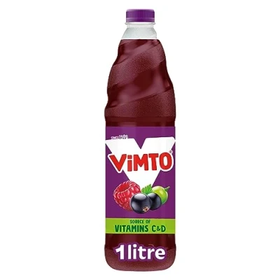 Image of Vimto Real Fruit Squash Original Mixed Juice Cordial Drink, Blackcurrant, Grape &amp; Raspberry, 1 Litre Bottle