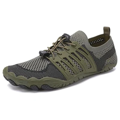 Image of AUXDIQ Water Shoes Outdoor Quick Dry Unisex Sports Aqua for Beach Diving Snorkeling Surfing Mens Womens, Green, Size 10